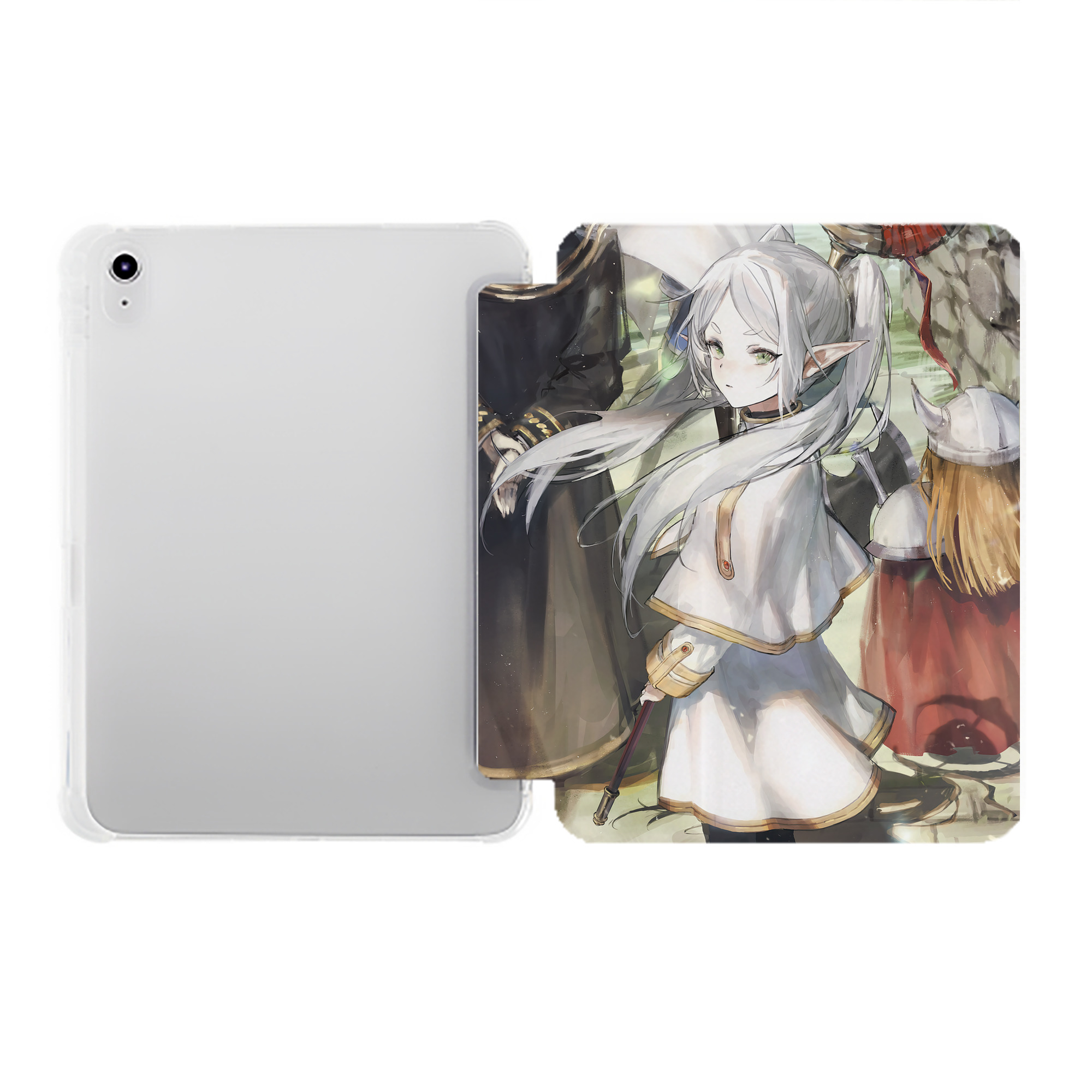 （画像用） 葬送のフリーレン Frieren IPad ケース ペン収納付き 三つ折りスタンド PUレザー×シリコン 対応機種9.5/10.5/10.9インチ